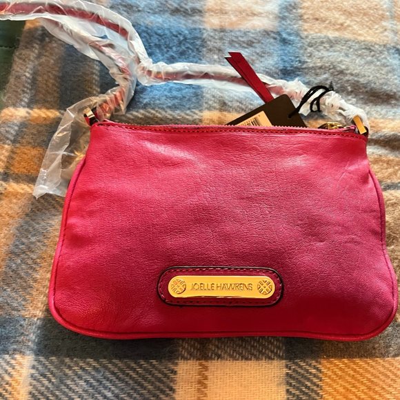 NWT! Joelle Hawkens by Treejse Small, Fuchsia Leather Crossbody - Picture 2 of 2
